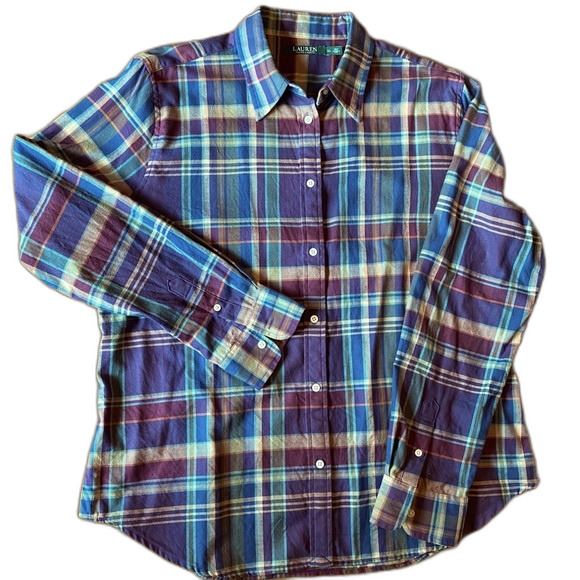 Lauren Ralph Lauren Tops - XL 100% - plaid button front Lauren Ralph Lauren lightweight.